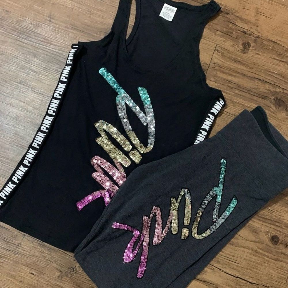 Victoria's Secret Ombré Rainbow Bling outfit set  S